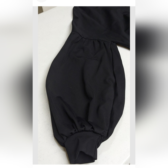 NWT Express Puff Sleeve Dress S Long Sleeve Black Drop Shoulder Sheath Oversized - Picture 10 of 10